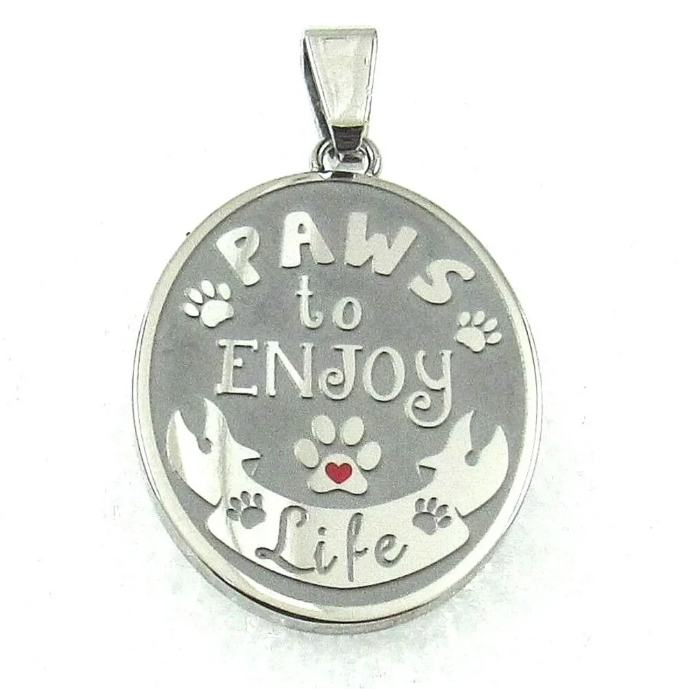 Paw Print Inspirational Necklace Pet Lover Gift Dog Cat Lover Stainless Steel